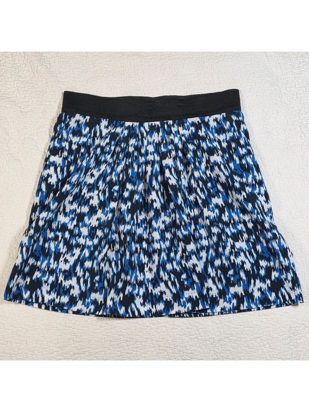 Moon Blue Abstract Pleated Skirt